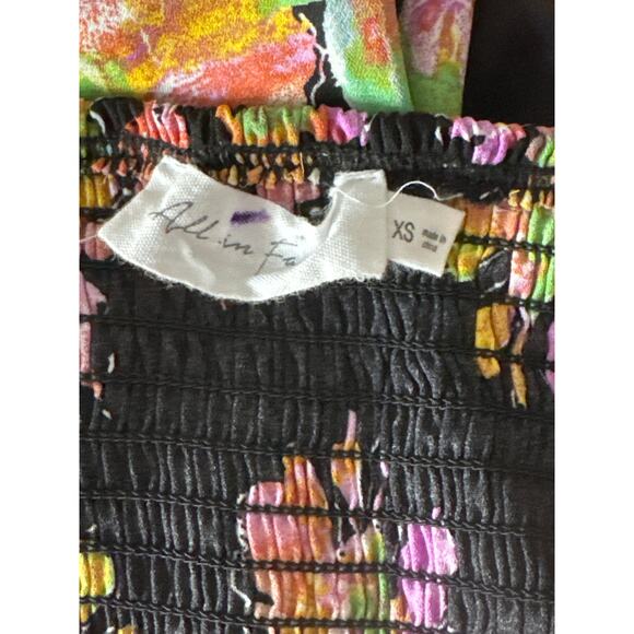 Nordstrom All in Favor Black Short Mini Tropical Floral Dress XS Party Going Out - Picture 7 of 12